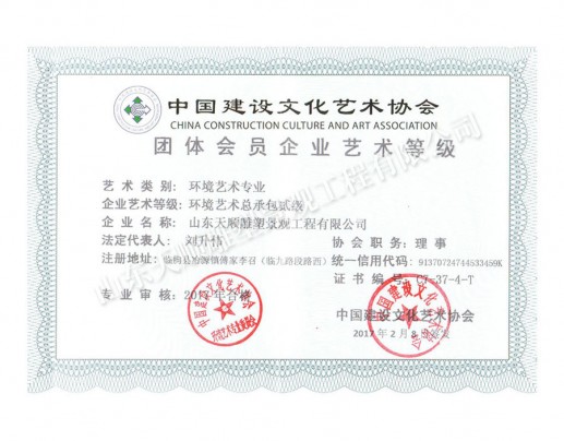 環(huán)境藝術(shù)企業(yè)藝術(shù)等級(jí)證書(shū)